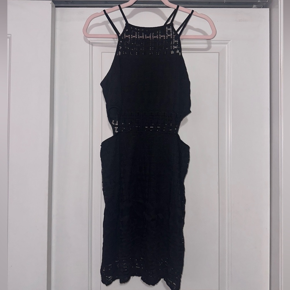 Express strappy black lace mini dress with cutouts size 6